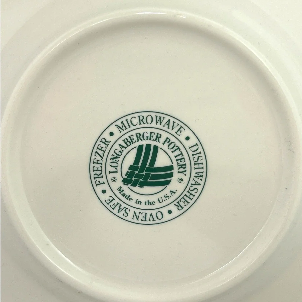 Longaberger Pottery Bread Plate Woven Traditions Green 7.25